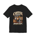 Coffee First T-Shirt | Coffee Skull Illustration, Tropical Palm, Retro Typography