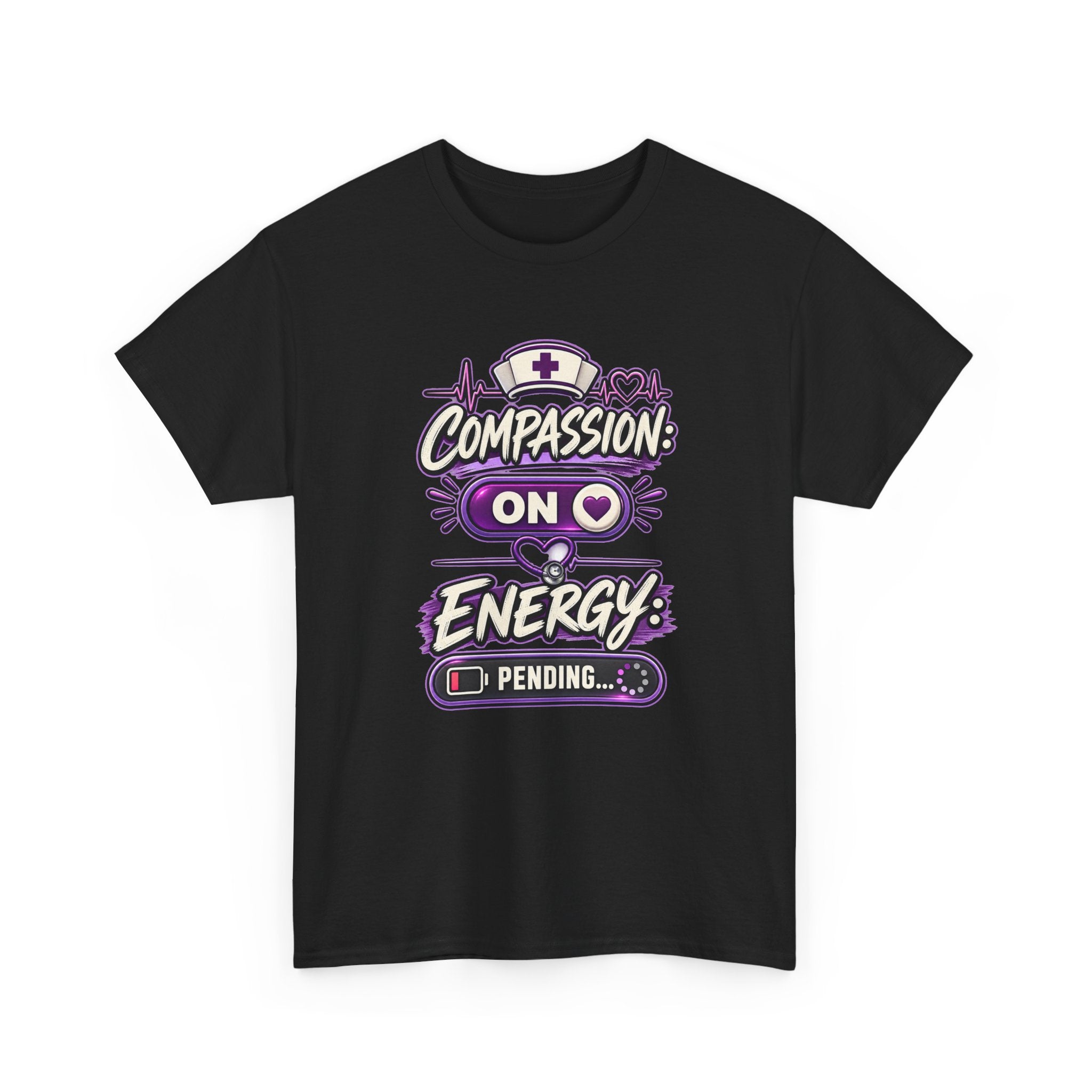 Compassion On Energy Tee — Nurse & Caregiver Funny Low Battery T-Shirt